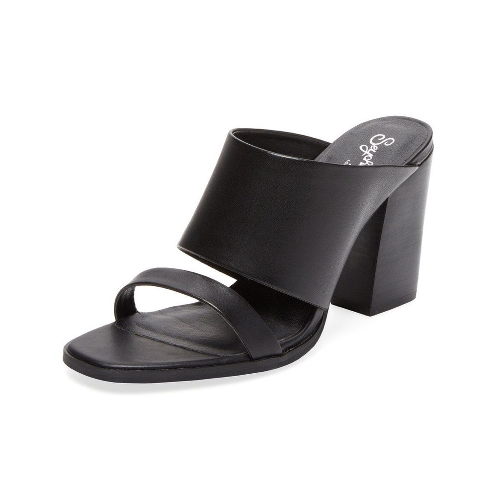 Seychelles Black Lyra Leather Slip-on Sandal